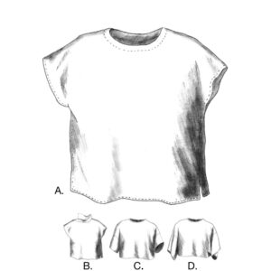 Jane Top pattern views A, B, C, D